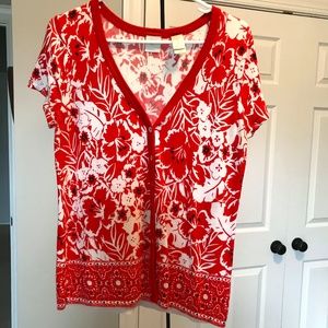 Short Sleeve Button Up Sweater Top